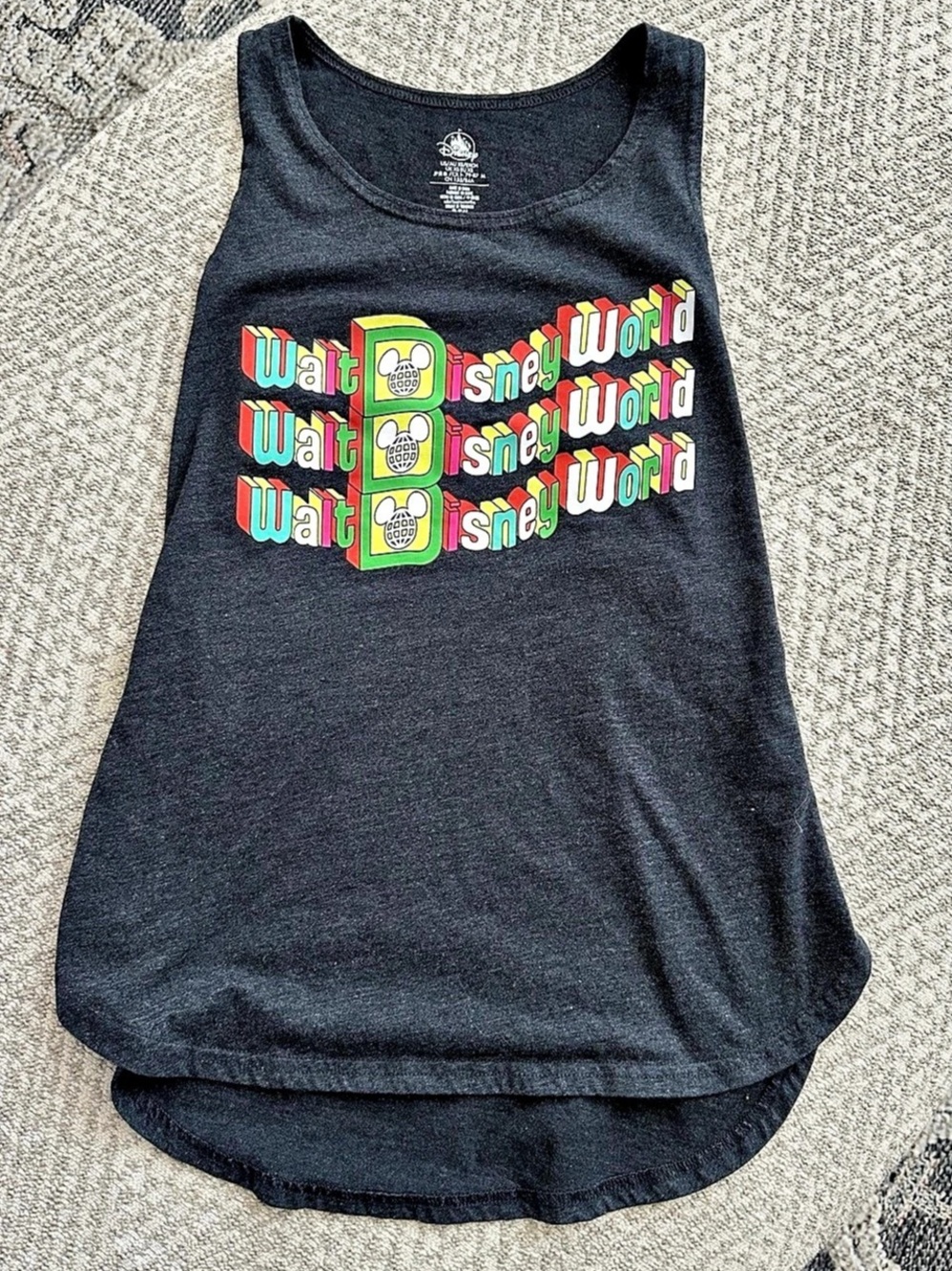 Disney World Dark Gray Graphic Tank Top Size XS